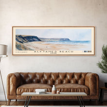 Load image into Gallery viewer, Álftanes Beach, Iceland Watercolor Print, Vacation Gift, Iceland Wall Art, Beach Painting, Beach Decor, Large Wall Art, Wood Frame Art
