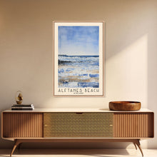 Load image into Gallery viewer, Álftanes Beach, Iceland Watercolor Print, Vacation Gift, Iceland Wall Art, Beach Painting, Beach Decor, Large Wall Art, Wood Frame Art
