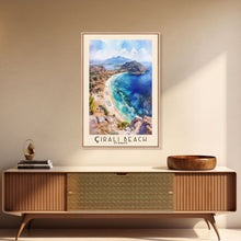 Load image into Gallery viewer, Çıralı Beach, Turkey Watercolor Print, Vacation Gift, Turkey Wall Art, Beach Painting, Beach Decor, Large Wall Art, Wood Frame Art
