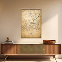Carregar imagem no visualizador da galeria, Austin Map Print Canvas or Poster, Texas Map Art, Texas Map Print, Vintage Austin Texas Map Framed Art, Retro / Distressed Office Art
