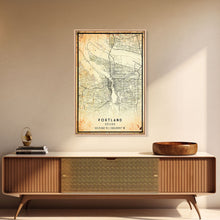 Load image into Gallery viewer, Portland Oregon Street Map, Framed Canvas Art, Oregon United States Road Map Wall Art, Office Wall Art, Portland Wall Decor for Office
