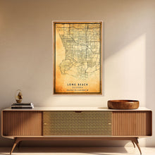 Load image into Gallery viewer, Long Beach map print poster or framed canvas | California map print poster canvas | Long Beach city map print poster canvas, distressed map
