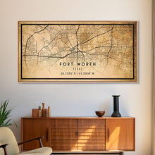 Load image into Gallery viewer, Fort Worth map print poster or framed canvas, Texas map print poster canvas, Fort Worth city map print poster canvas, Panther City
