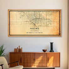 Load image into Gallery viewer, Distressed Fresno California Map, Framed Canvas Print Or Poster, California Map Print, Freso City Wall Art Map Print, Rustic Map Art
