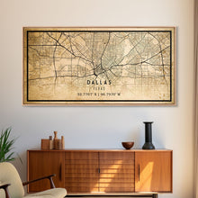 Load image into Gallery viewer, Dallas Map Canvas Print, Texas Map Print, Texas Wall Art, Dallas Map Poster, US, USA Maps, Dallas Maps, Map Gifts, Large Framed Map Print
