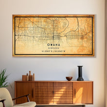 Load image into Gallery viewer, Omaha Nebraska map print poster or framed canvas, Omaha map print poster canvas, Omaha city map print poster canvas, Vintage Travel Art
