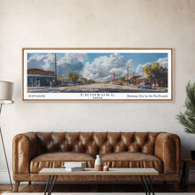 Load image into Gallery viewer, Edinburg Texas Panoramic Watercolor Painting, Scenic Framed Canvas Print, Urban Wall Art for Office, Travel Poster, Home Decor, City Gift Idea
