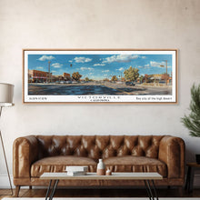 Carregar imagem no visualizador da galeria, Victorville California Panoramic Wall Art, Framed Canvas Print, Retro Style Travel Poster, Unique Home Decor, Artistic Office Piece, Original Gift
