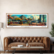 Carregar imagem no visualizador da galeria, Baltimore Maryland Panoramic Wall Art Framed Canvas Print, Mid Century Modern Art, Pop Art Style, Travel Poster, Home Decor, Retro Style
