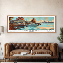 Load image into Gallery viewer, Chesapeake Virginia Panoramic Wall Art, Mid Century Modern Framed Canvas Print, Retro Pop Art Travel Poster, Office Art, Living Room Decor
