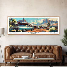 Load image into Gallery viewer, Phoenix Arizona Panoramic Painting, Retro Style Framed Canvas Print, Mid Century Modern Art, Pop Art Travel Poster, Home Office Decor
