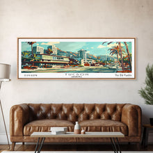 Cargar imagen en el visor de la galería, Tucson Arizona Panoramic Wall Art, Mid Century Modern Framed Canvas Print, Retro Pop Art Travel Poster, Living Room and Office Decor
