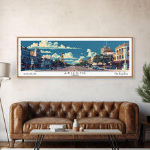 Carregar imagem no visualizador da galeria, Abilene Texas Panoramic Painting, Mid Century Modern Framed Canvas Print, Retro Pop Art Travel Poster, Office Wall Art Decor, City Print
