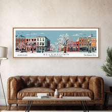 Carregar imagem no visualizador da galeria, Allentown Pennsylvania Panoramic Painting, Mid Century Modern Framed Canvas Print, Retro Pop Art Travel Poster, Office Art, City Print
