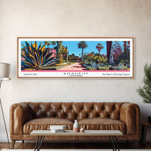 Carregar imagem no visualizador da galeria, Anaheim California Panoramic Painting, Mid Century Modern Framed Canvas Print, Retro Pop Art Travel Poster, Home Decor, City Art
