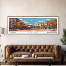 Carregar imagem no visualizador da galeria, Billings Montana Panoramic Painting, Mid Century Modern Framed Canvas Print, Retro Pop Art Travel Poster, Living Room Wall Art, City Art
