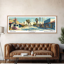 Load image into Gallery viewer, Clovis California Panoramic Wall Art, Mid Century Modern Framed Canvas Print, Retro Pop Art Travel Poster, City Office Decor, Home Art
