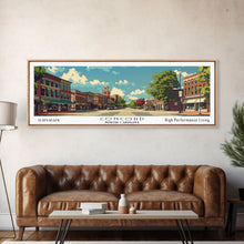 Cargar imagen en el visor de la galería, Concord North Carolina Panoramic Wall Art, Mid Century Modern Framed Canvas Print, Retro Pop Art Travel Poster, City Office Art, Home Decor
