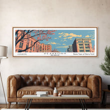 Load image into Gallery viewer, Dearborn Michigan Panoramic Painting, Mid Century Modern Framed Canvas Print, Retro Pop Art Travel Poster, City Wall Decor, Office Wall Art
