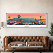 Load image into Gallery viewer, El Cajon California Panoramic Wall Art, Mid Century Modern Framed Canvas Print, Retro Pop Art Travel Poster, City Home Decor, Office Art
