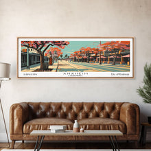 Carregar imagem no visualizador da galeria, Anaheim California Panoramic Painting, Framed Canvas Print, Mid Century Modern Wall Art, Retro Pop Art Travel Poster, Office Decor, City Art
