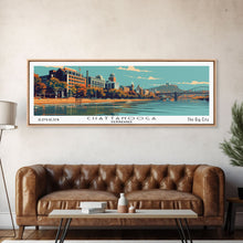 Cargar imagen en el visor de la galería, Chattanooga Tennessee Panoramic Painting, Framed Canvas Print, Mid Century Modern Wall Art, Retro Pop Art Travel Poster, Home Decor, City Art
