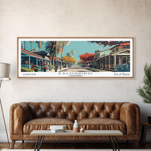 Load image into Gallery viewer, Escondido California Panoramic Painting, Framed Canvas Print, Mid Century Modern Wall Art, Retro Pop Art Travel Poster, Living Room Decor, City Art
