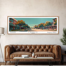 Carregar imagem no visualizador da galeria, Frisco Texas Panoramic Painting, Framed Canvas Print, Mid Century Modern Wall Art, Retro Pop Art Travel Poster, Home Decor, City Art
