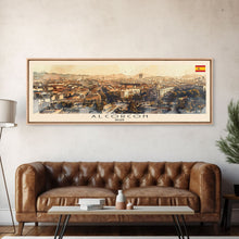 Carregar imagem no visualizador da galeria, Alcorcón Spain Panoramic Travel Poster, Framed Canvas Print or Metal Wall Art, Travel Art, Home Decor, Panoramic Painting, Midcentury Art
