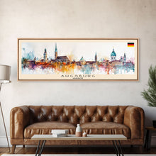 Carregar imagem no visualizador da galeria, Augsburg Germany Panoramic Travel Poster, Framed Canvas Print or Metal Wall Art, Travel Art, Home Decor, Panoramic Painting, Midcentury Art
