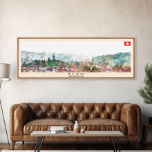 Load image into Gallery viewer, Bern Switzerland Travel Art, City Art, Framed Canvas Print or Metal Wall Art, Europe Travel Poster, Panoramic Wall Art, Extra Wide Wall Art
