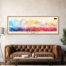 Load image into Gallery viewer, Bochum Germany Panoramic Travel Poster, Framed Canvas Print or Metal Wall Art, Travel Art, Home Decor, Panoramic Painting, Midcentury Art
