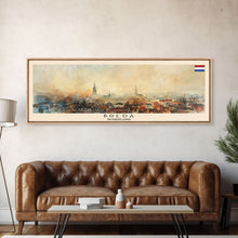 Load image into Gallery viewer, Breda Netherlands Panoramic Travel Poster, Framed Canvas Print or Metal Wall Art, Travel Art, Home Decor, Panoramic Painting, Midcentury Art
