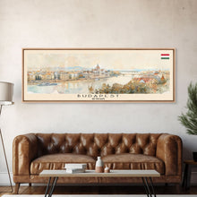 Carregar imagem no visualizador da galeria, Budapest Hungary Travel Art, City Art, Framed Canvas Print or Metal Wall Art, Europe Travel Poster, Panoramic Wall Art, Extra Wide Wall Art
