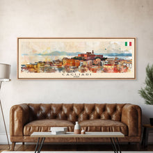 Carregar imagem no visualizador da galeria, Cagliari Italy Wall Art, Panoramic Travel Poster, Panoramic Framed Canvas Print, City Wall Art, Wall Hanging Home Decor, Travel Art
