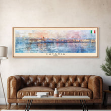Cargar imagen en el visor de la galería, Catania Italy Travel Print Wall Art, Panoramic City Art, Travel Art, Wall Decor, Vacation Gift, Framed Canvas Print Or Metal Art
