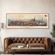 Cargar imagen en el visor de la galería, Charleroi Belgium Travel Print Wall Art, Panoramic City Art, Travel Art, Wall Decor, Vacation Gift, Framed Canvas Print Or Metal Art
