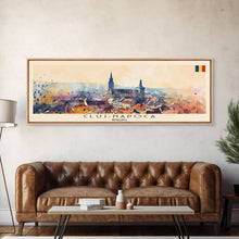 Load image into Gallery viewer, Cluj Napoca Romania Travel Print Wall Art, Panoramic City Art, Travel Art, Wall Decor, Vacation Gift, Framed Canvas Print Or Metal Art
