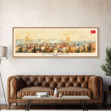 Load image into Gallery viewer, Diyarbakr Turkey Panoramic Travel Poster, Framed Canvas Print or Metal Wall Art, Travel Art, Home Decor, Panoramic Painting, Midcentury Art
