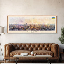 Load image into Gallery viewer, Dnipro Ukraine Wall Art, Panoramic Travel Poster, Panoramic Framed Canvas Print, City Wall Art, Wall Hanging Home Decor, Travel Art
