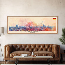 Load image into Gallery viewer, Dortmund Germany Wall Art, Panoramic Travel Poster, Panoramic Framed Canvas Print, City Wall Art, Wall Hanging Home Decor, Travel Art

