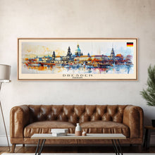 Load image into Gallery viewer, Dresden Germany Travel Art, City Art, Framed Canvas Print or Metal Wall Art, Europe Travel Poster, Panoramic Wall Art, Extra Wide Wall Art

