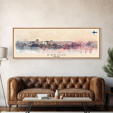 Load image into Gallery viewer, Espoo Finland Wall Art, Panoramic Travel Poster, Panoramic Framed Canvas Print, City Wall Art, Wall Hanging Home Decor, Travel Art
