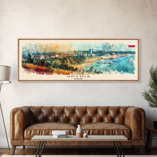 Load image into Gallery viewer, Gdynia Poland Travel Art, City Art, Framed Canvas Print or Metal Wall Art, Europe Travel Poster, Panoramic Wall Art, Extra Wide Wall Art
