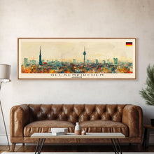 Carregar imagem no visualizador da galeria, Gelsenkirchen Germany Panoramic Travel Poster, Framed Canvas Print or Metal Wall Art, Travel Art, Home Decor, Panoramic Painting, Midcentury Art
