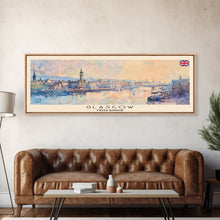 Carregar imagem no visualizador da galeria, Glasgow United Kingdom Travel Art, City Art, Framed Canvas Print or Metal Wall Art, Europe Travel Poster, Panoramic Wall Art, Extra Wide Wall Art

