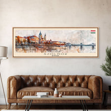 Load image into Gallery viewer, Szolnok Hungary Wall Art, Panoramic Travel Poster, Panoramic Framed Canvas Print, City Wall Art, Wall Hanging Home Decor, Travel Art

