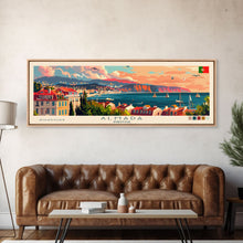 Carregar imagem no visualizador da galeria, Almada  Portugal Travel Art, City Art, Framed Canvas Print or Metal Wall Art, Europe Travel Poster, Panoramic Wall Art, Extra Wide Wall Art
