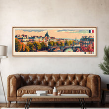 Carregar imagem no visualizador da galeria, Angers France Wall Art, Panoramic Travel Poster, Panoramic Framed Canvas Print, City Wall Art, Wall Hanging Home Decor, Travel Art
