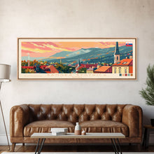 Load image into Gallery viewer, Banska Bystrica Wall Art, Panoramic Travel Poster, Panoramic Framed Canvas Print, City Wall Art, Wall Hanging Home Decor, Travel Art
